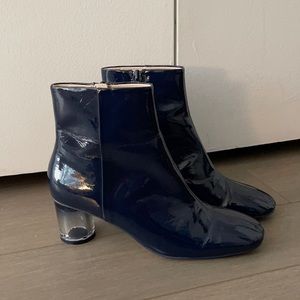 Navy Blue Zara Boots with Clear Ombré Heel